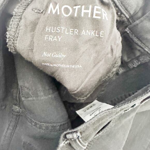Mother Hustler Ankle Fray Not Guilty Black Denim Jeans Raw Hem Size 25 - Picture 6 of 9